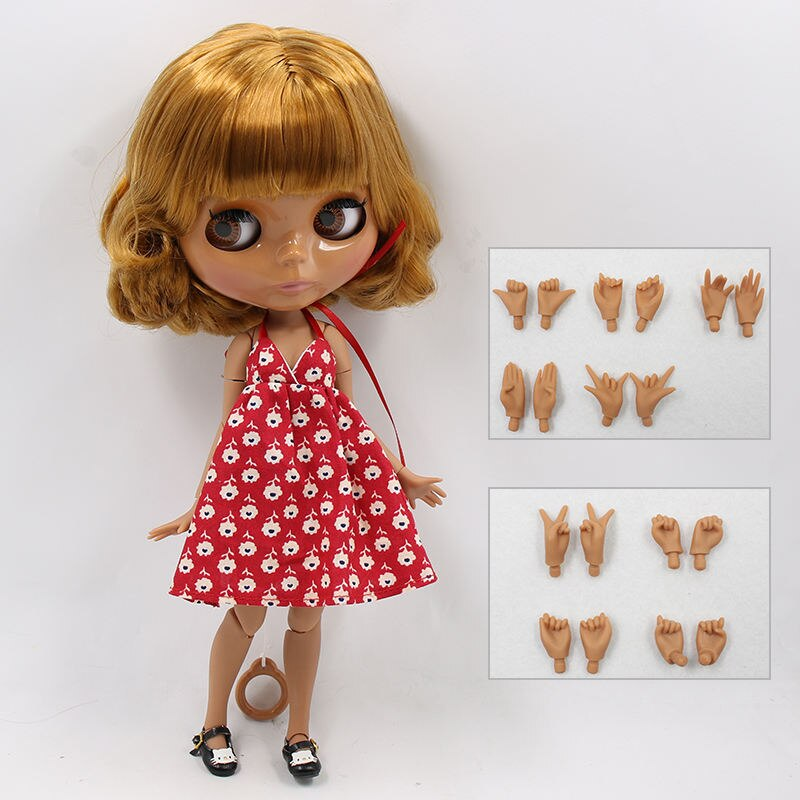 Darcy – Premium Custom Blythe Doll with Cute Face Blonde Hair Custom Blythe Doll Dark Skin Custom Blythe Doll Shiny Face Custom Blythe Doll