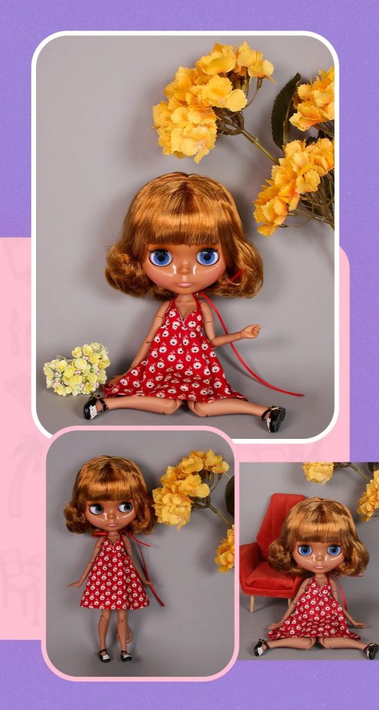 Darcy – Premium Custom Neo Blythe Doll with Blonde Hair, Dark Skin & Shiny Cute Face 1