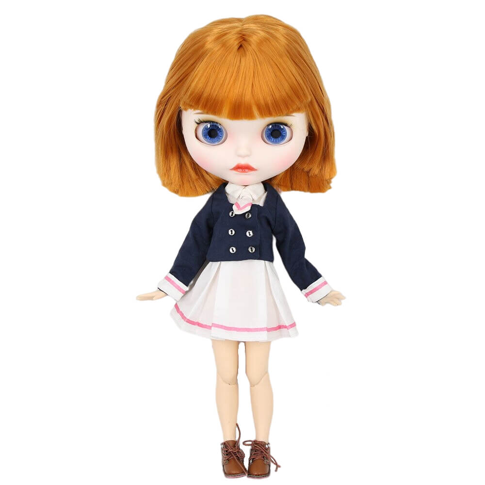 Lily – Premium Custom Blythe Doll with Calm Face Ginger Hair Custom Blythe Doll Matte Face Custom Blythe Doll White Skin Custom Blythe Doll