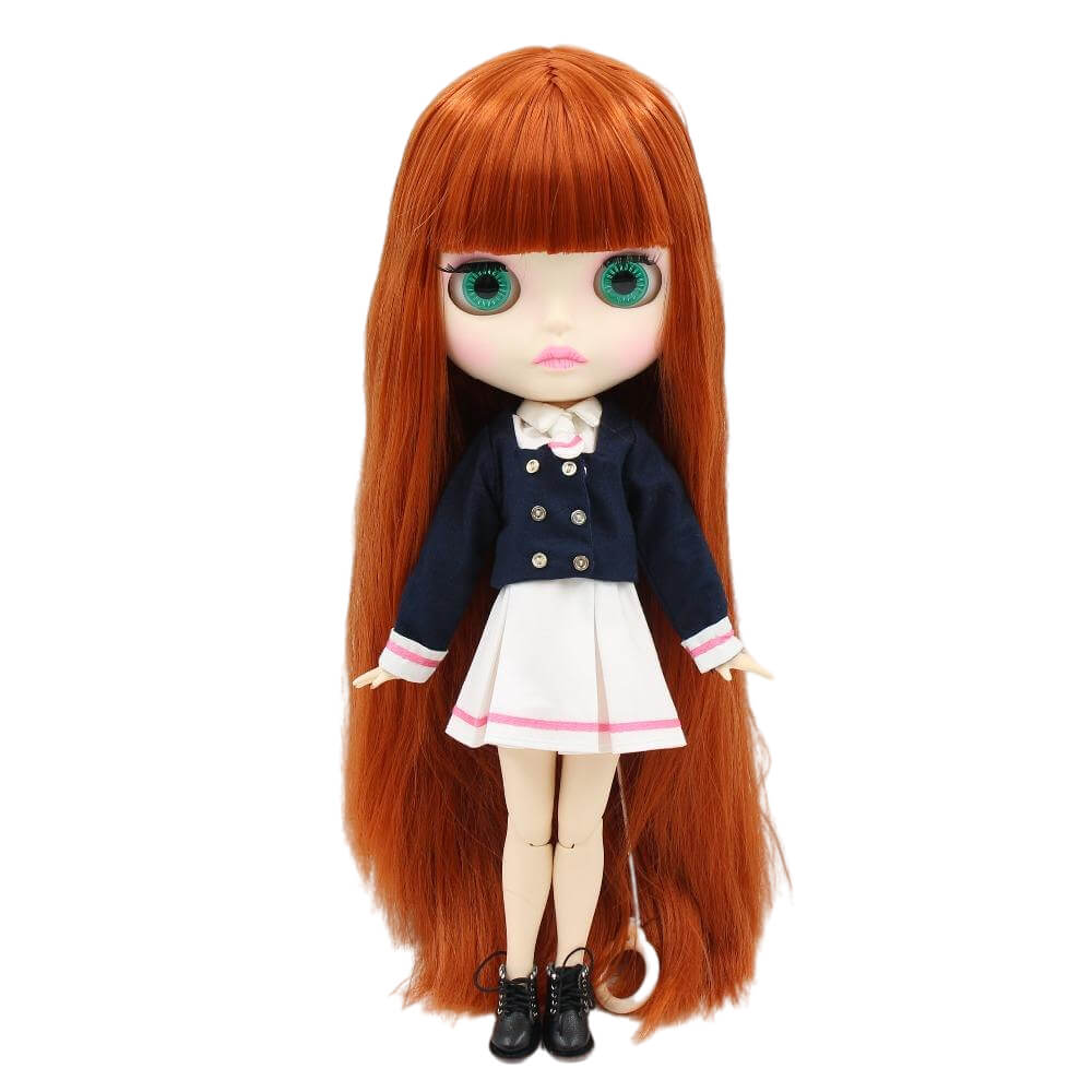 Buttercup – Premium Custom Blythe Doll with Pouty Face Ginger Hair Custom Blythe Doll Matte Face Custom Blythe Doll White Skin Custom Blythe Doll