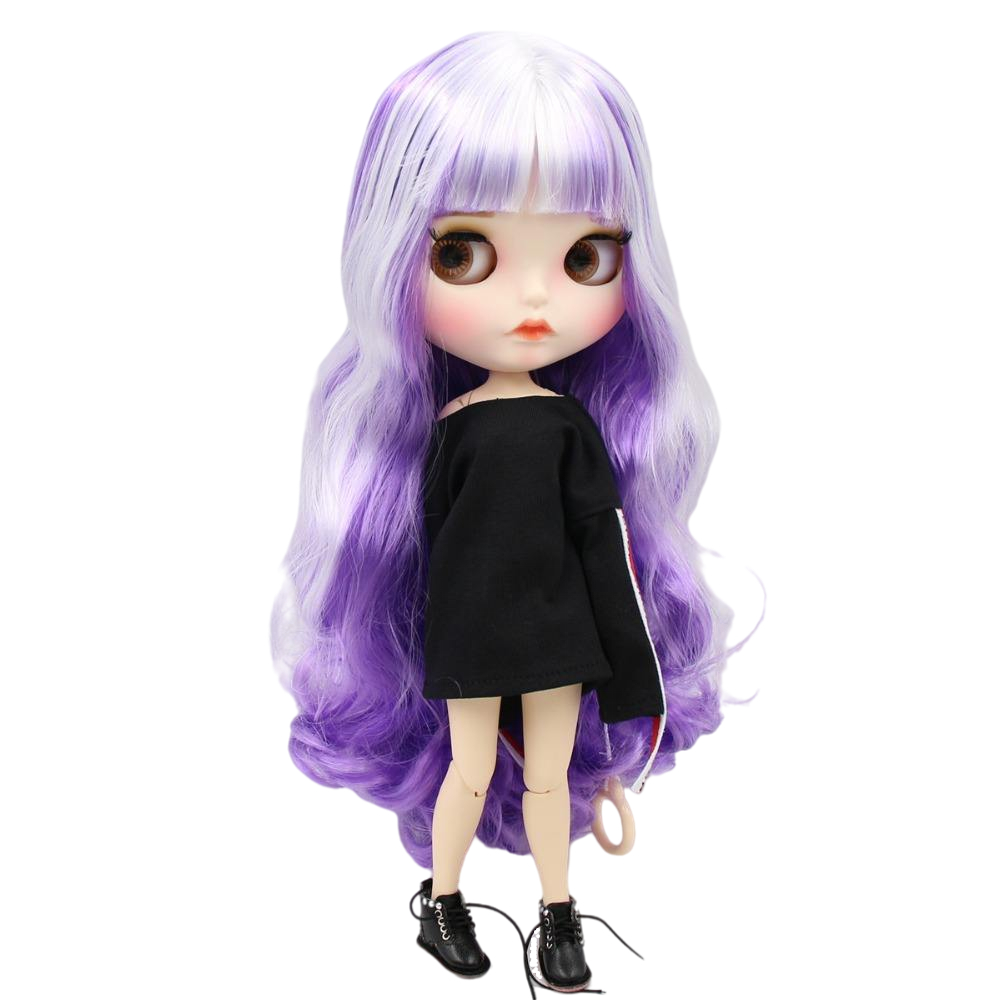 Martha – Premium Custom Blythe Doll with Pouty Face Matte Face Custom Blythe Doll Multi-Color Hair Custom Blythe Doll White Skin Custom Blythe Doll