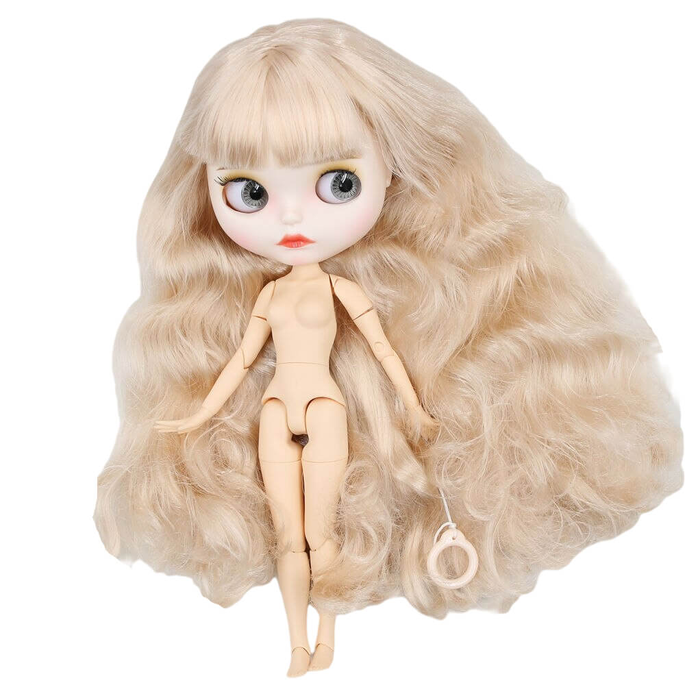 Neo Blythe Doll with Blonde Hair, White Skin, Matte Face & Jointed Body Blonde Hair Nude Blythe Doll Matte Face Nude Blythe Doll White Skin Nude Blythe Doll