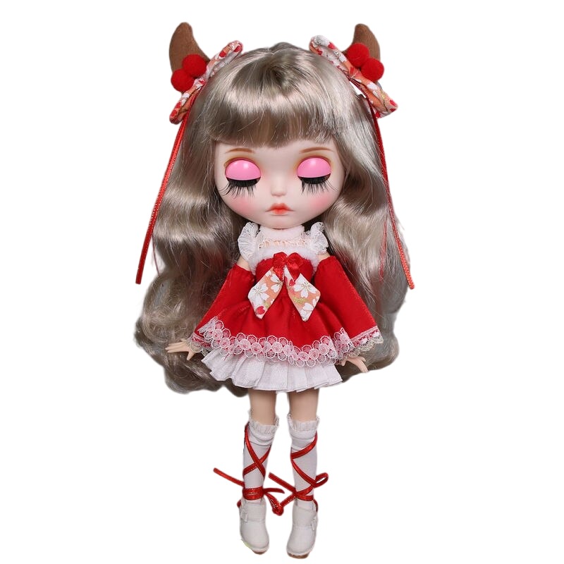 Bernetta Christmas – Premium Custom Neo Blythe Doll with Blonde Hair, White Skin & Matte Cute Face Blonde hair Cute face Matte face White skin