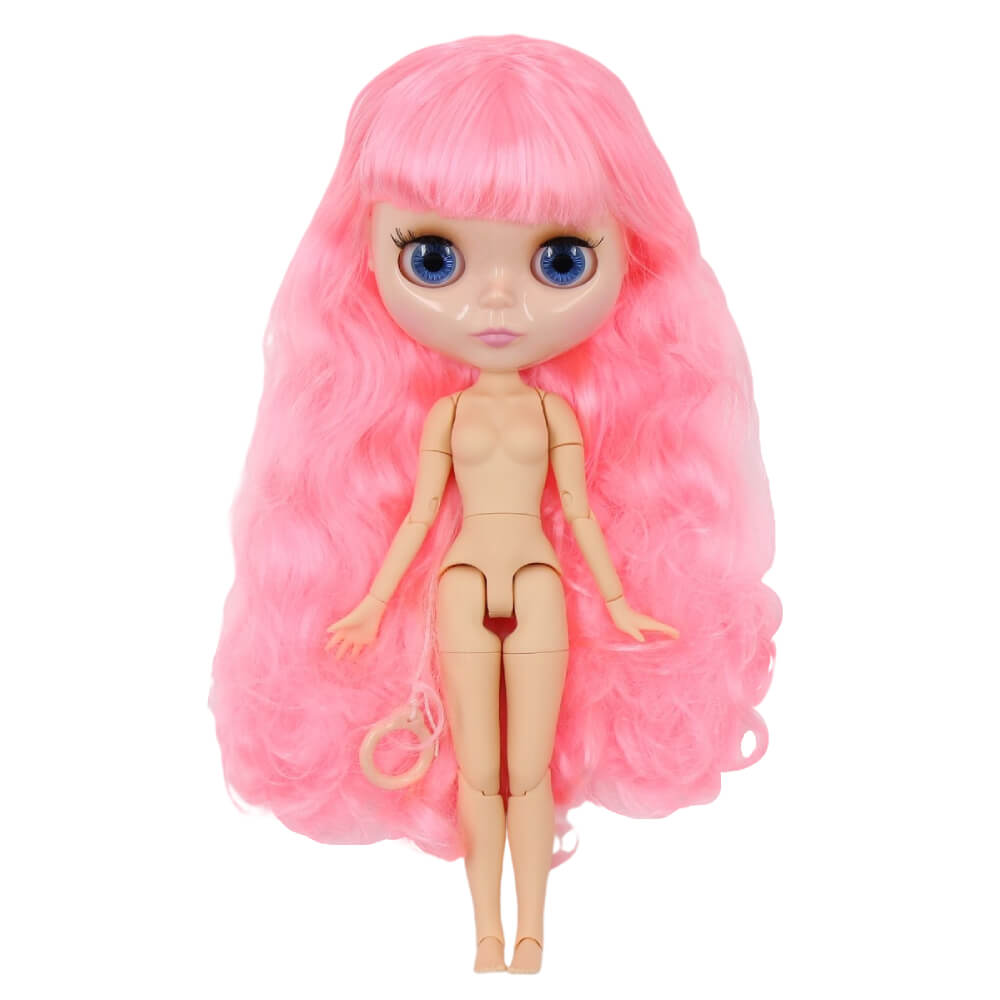Neo Blythe Doll with Pink Hair, Natural Skin, Shiny Face & Jointed Body Natural Skin Factory Blythe Doll Pink Hair Factory Blythe Doll Shiny Face Factory Blythe Doll
