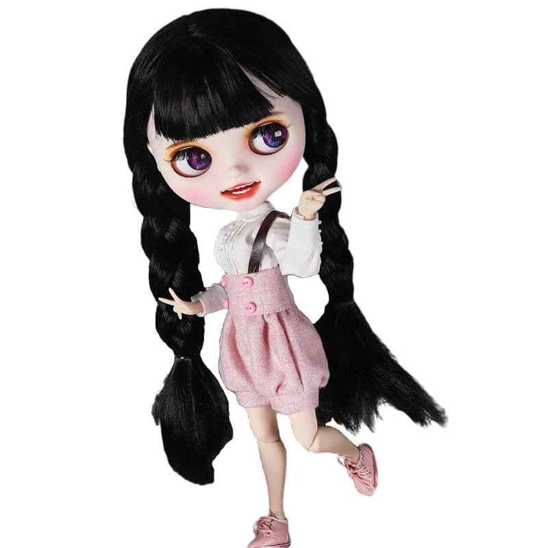 Susan – Premium Custom Neo Blythe Doll with Black Hair, White Skin & Matte Smiling Face Black hair Matte face Smiling face White skin