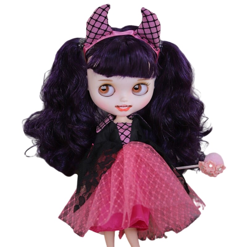 Trina – Premium Custom Neo Blythe Doll with Purple Hair, White Skin & Matte Smiling Face Matte face Purple hair Smiling face White skin