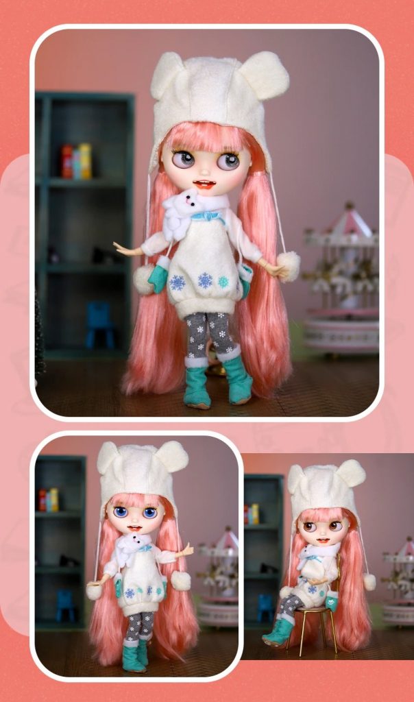 Almer – Premium Custom Neo Blythe Doll with Pink Hair, White Skin & Matte Smiling Face 1