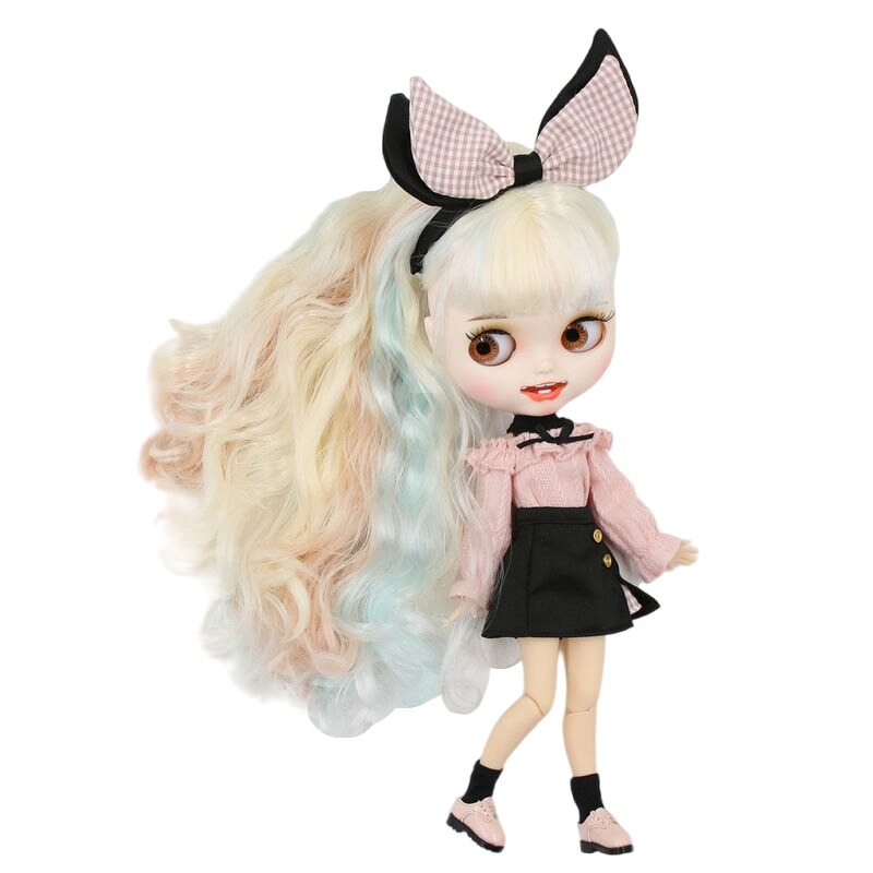 Daisy – Premium Custom Neo Blythe Doll with Multi-Color Hair, White Skin & Matte Smiling Face Matte face Multi-color hair Smiling face White skin