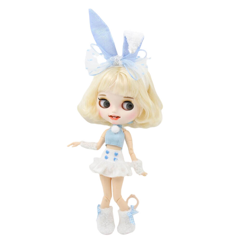 Eden – Premium Custom Blythe Doll with Smiling Face Blonde Hair Custom Blythe Doll Matte Face Custom Blythe Doll White Skin Custom Blythe Doll