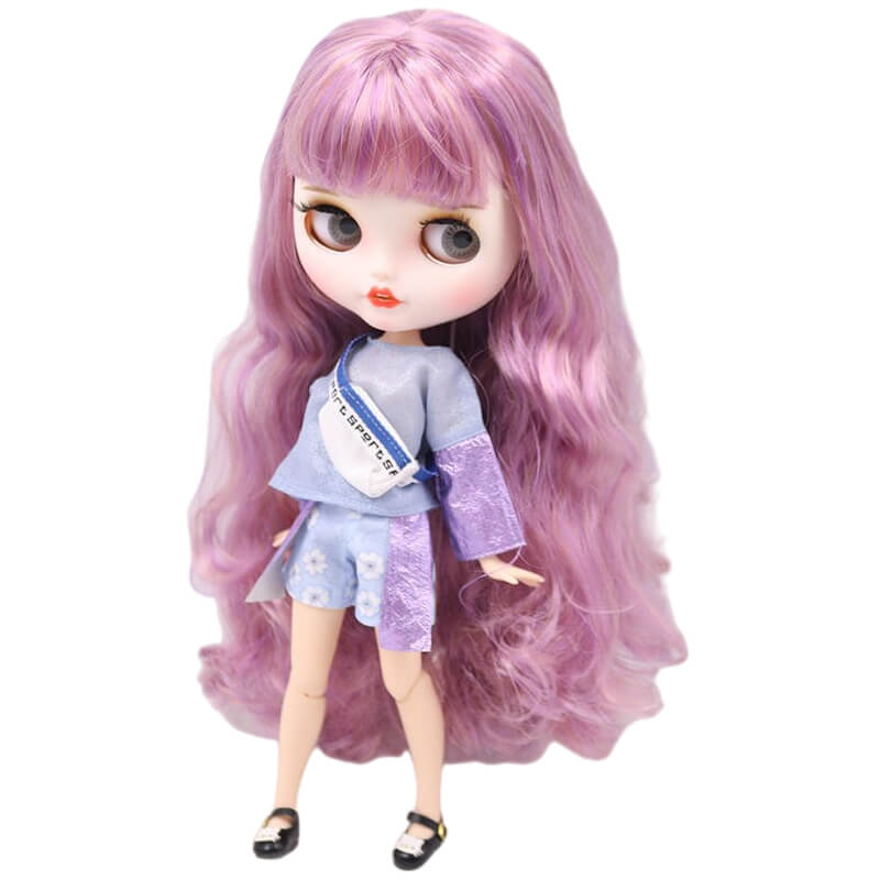 Elayne – Premium Custom Neo Blythe Doll with Purple Hair, White Skin & Matte Smiling Face Matte face Purple hair Smiling face White skin