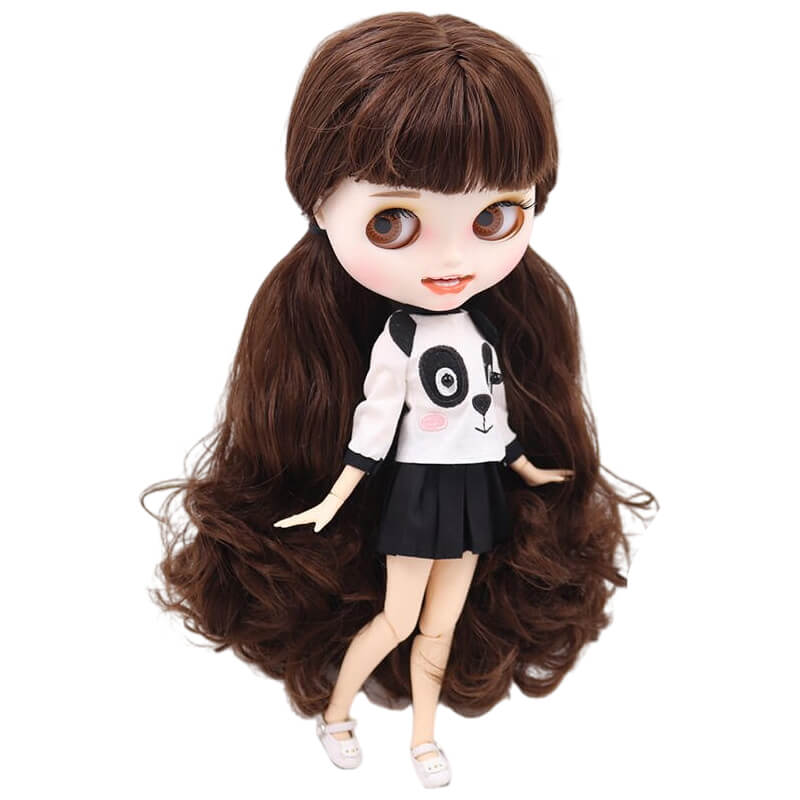 Fernanda – Premium Custom Neo Blythe Doll with Brown Hair, White Skin & Matte Smiling Face Brown hair Matte face Smiling face White skin