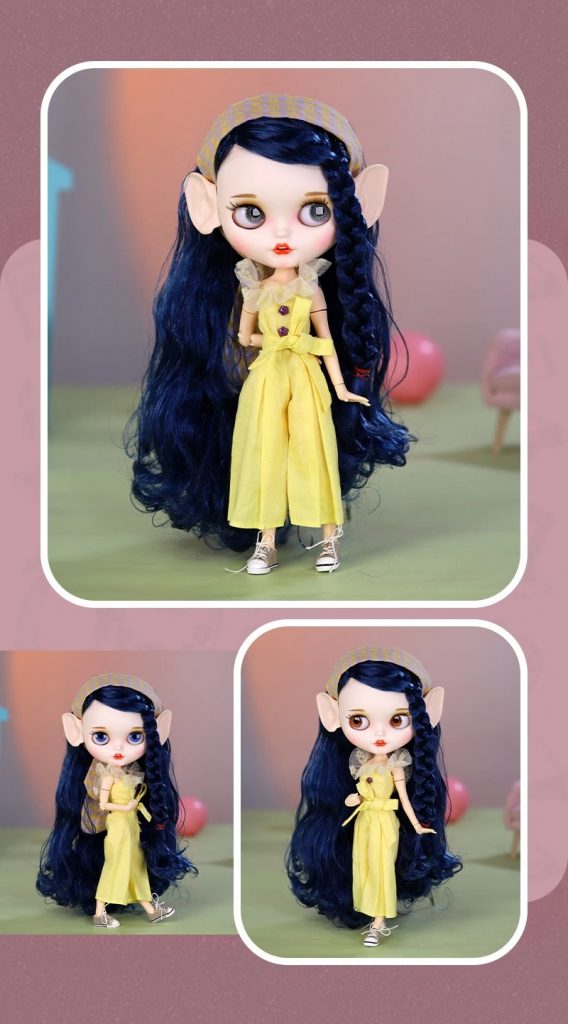 Candi – Premium Custom Neo Blythe Doll with Blue Hair, White Skin & Matte Smiling Face 1