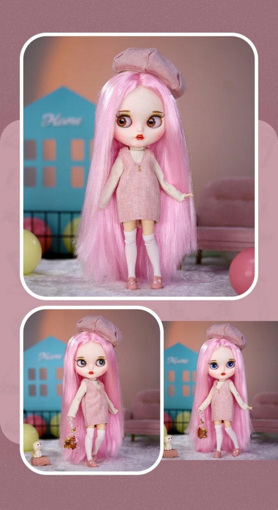 Christabel – Premium Custom Neo Blythe Doll with Pink Hair, White Skin & Matte Smiling Face 1