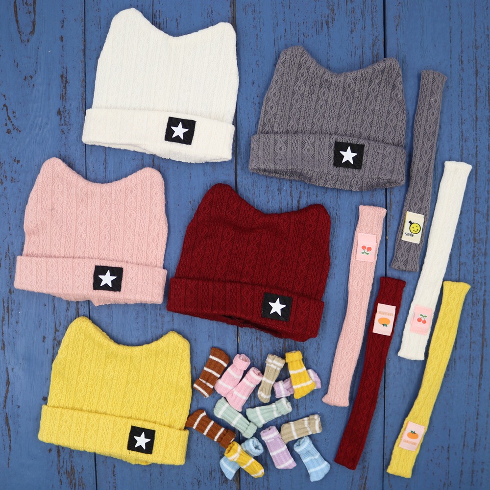 Neo Blythe Doll Knitted Hat, Wool Scarf & Socks Neo Blythe Pagbato sa mga Sinina