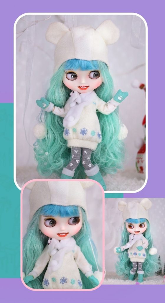 Violet – Premium Custom Neo Blythe Doll with Green Hair, White Skin & Matte Smiling Face Matte Face Custom Blythe Doll Green Hair Custom Blythe Doll Smiling Face Custom Blythe Doll White Skin Custom Blythe Doll