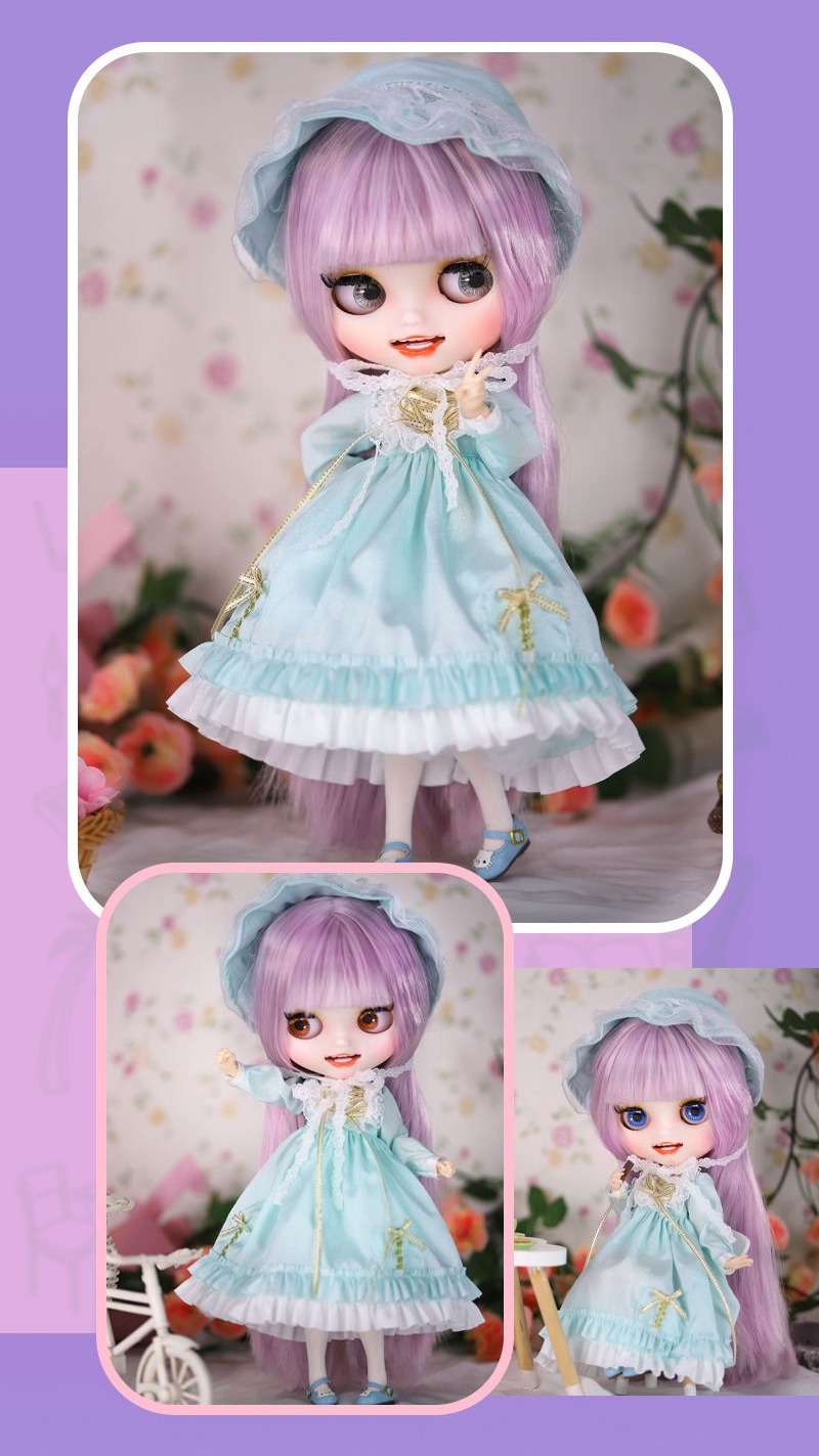 Zara – Premium Custom Neo Blythe Doll with Purple Hair, White Skin &Matte Smiling Face Matte Face Custom Blythe Doll Purple Hair Custom Blythe Doll Smiling Face Custom Blythe Doll White Skin Custom Blythe Doll