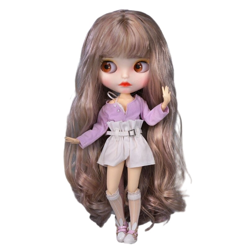 زوي – بريميوم Custom Neo Blythe دمية بشعر وردي وبشرة بيضاء ووجه جميل غير لامع