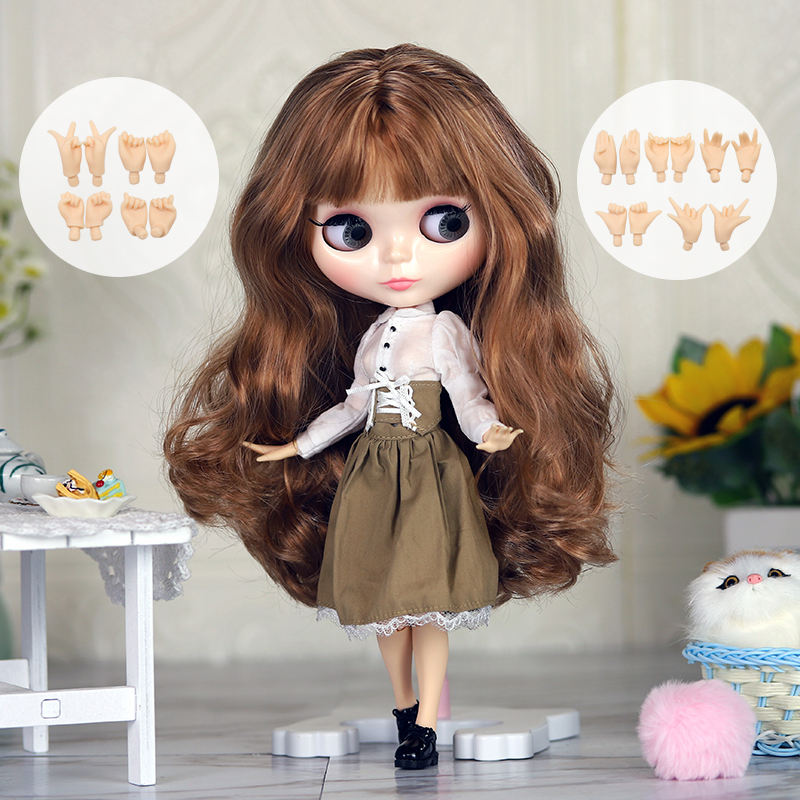 Orff - Magnum Custom Neo Blythe Doll with Brown hair, White skin & Shiny Cute Face Face Brown Hair Custom Blythe Doll Cute Face Custom Blythe Doll Crus Face Custom Blythe Doll White Skin Custom Blythe Doll