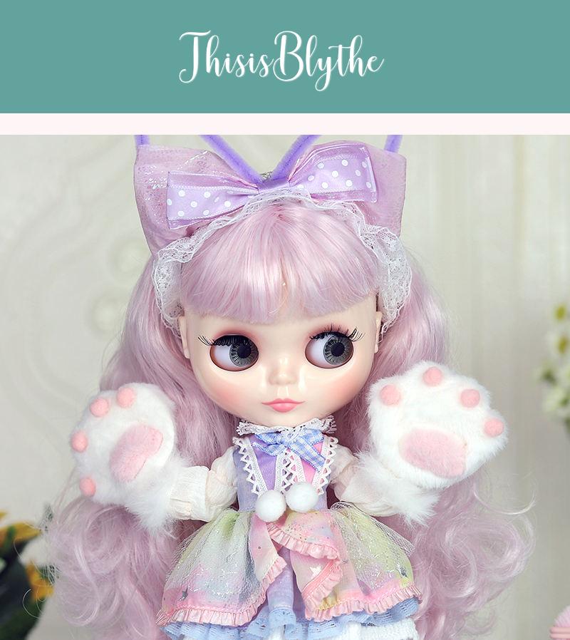 Melissa – Premium Custom Neo Blythe Doll with Purple Hair, White Skin & Shiny Cute Face 1