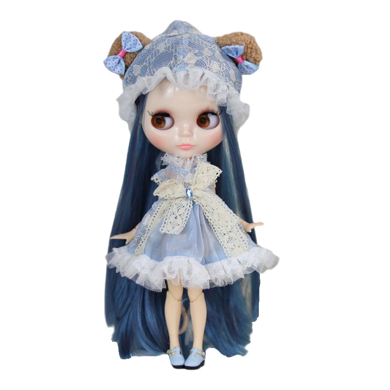 Hazeline – Premium Custom Neo Blythe Doll with Blue Hair, White Skin & Shiny Cute Face Blue hair Cute face Shiny face White skin