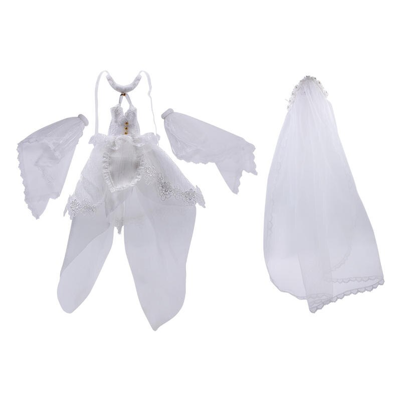 Neo Blythe Biała suknia ślubna dla lalek z welonem Neo Blythe ubrania dla lalek