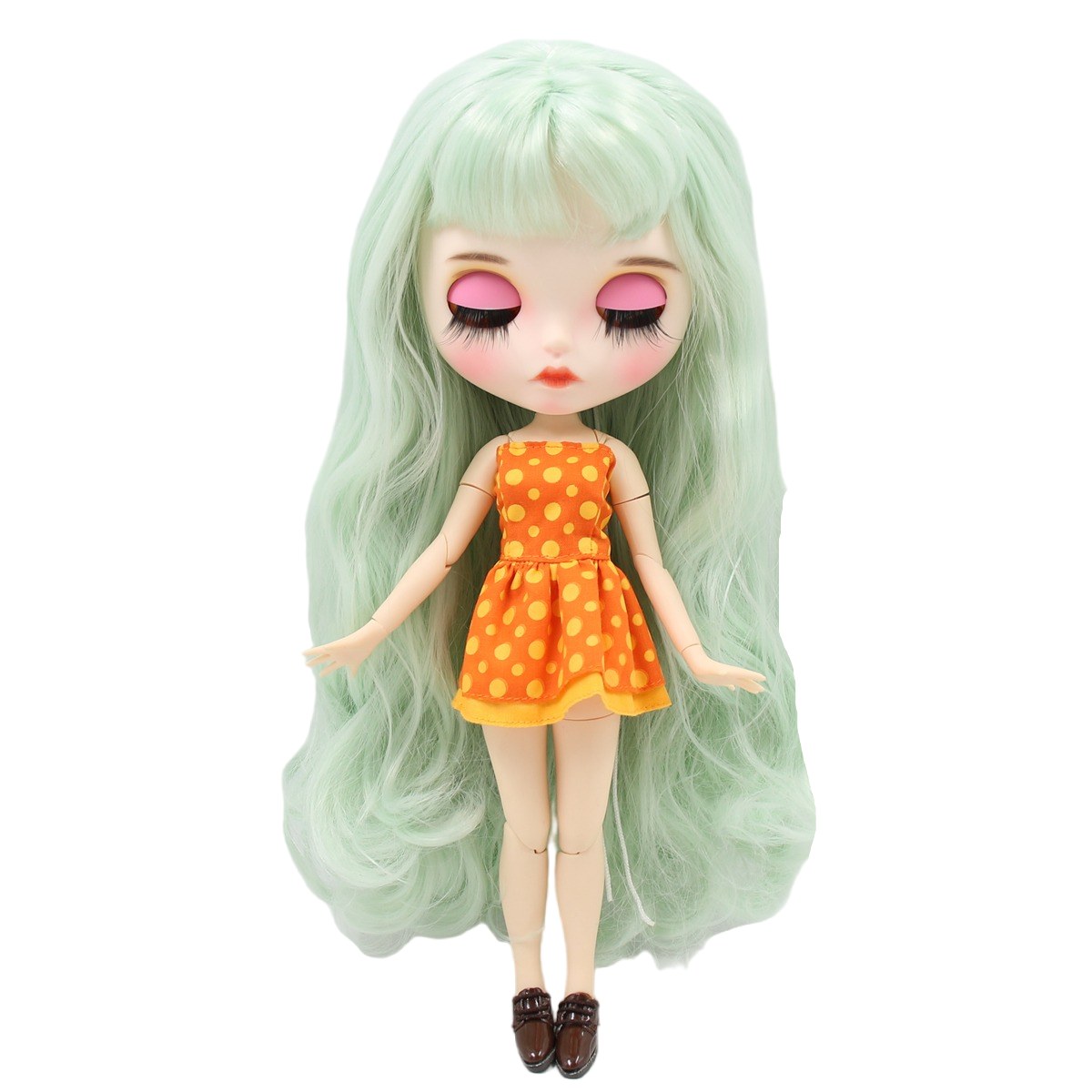 Sophie – Premium Custom Neo Blythe Doll with Green Hair, White Skin & Matte Pouty Face Best-selling custom Blythe dolls Green hair custom Blythe doll Matte face custom Blythe doll White skin custom Blythe doll