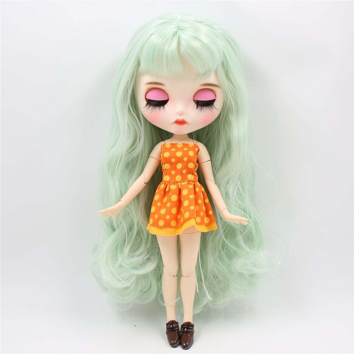 Sophie – Premium Custom Neo Blythe Doll with Green Hair, White Skin & Matte Pouty Face Best-selling custom Blythe dolls Green hair custom Blythe doll Matte face custom Blythe doll White skin custom Blythe doll