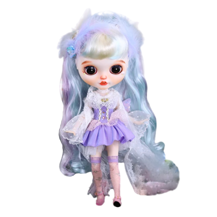 Eliza – Premium Custom Neo Blythe Doll with Multi-Color Hair, White Skin & Matte Smiling Face Matte face Multi-color hair Smiling face White skin