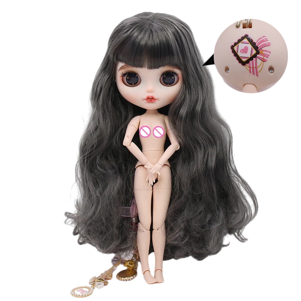 Neo Blythe Doll with Black Hair, White Skin, Matte Smiling Face & Custom Jointed Body Black hair Matte face Smiling face White skin