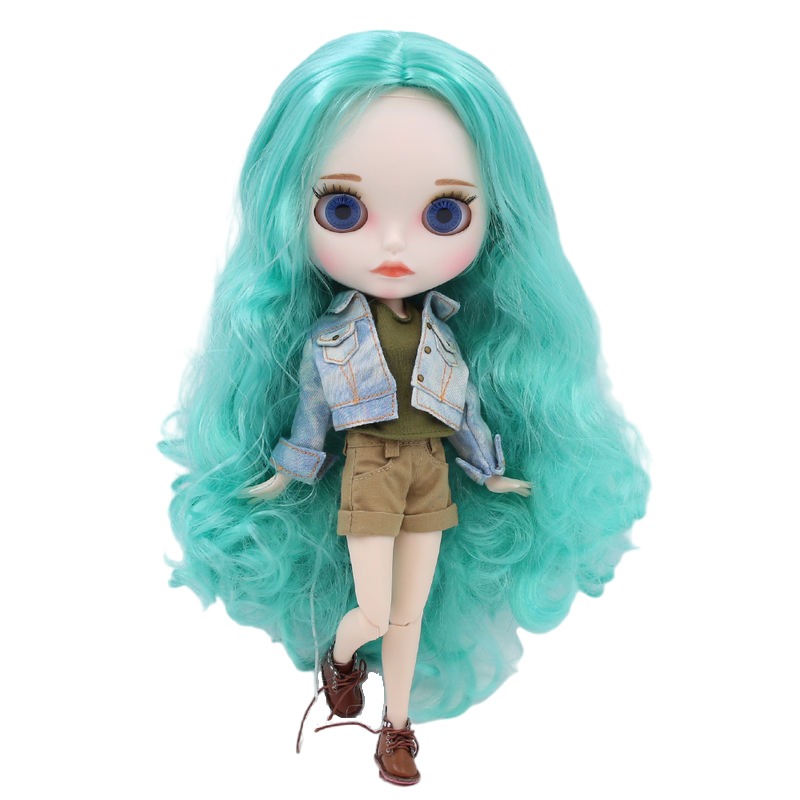 Mary – Premium Custom Neo Blythe Doll with Green Hair, White Skin & Matte Cute Face Custom Blythe Doll Cute face Green hair Matte face White skin