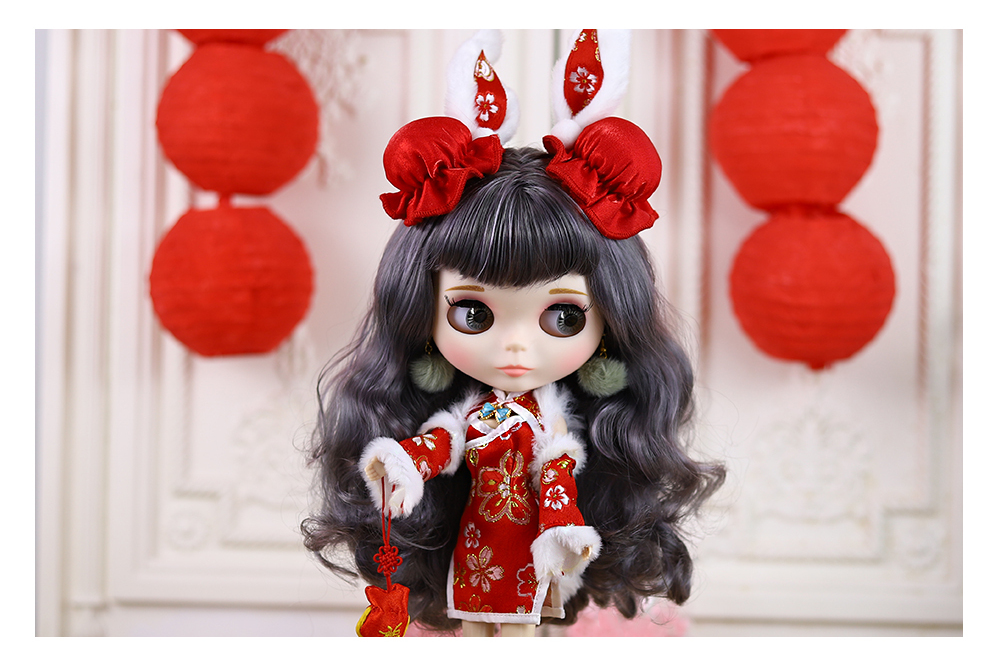 Neo Blythe Doll Chinese Traditional Dress with Earrings, Headdress & Footwears 1