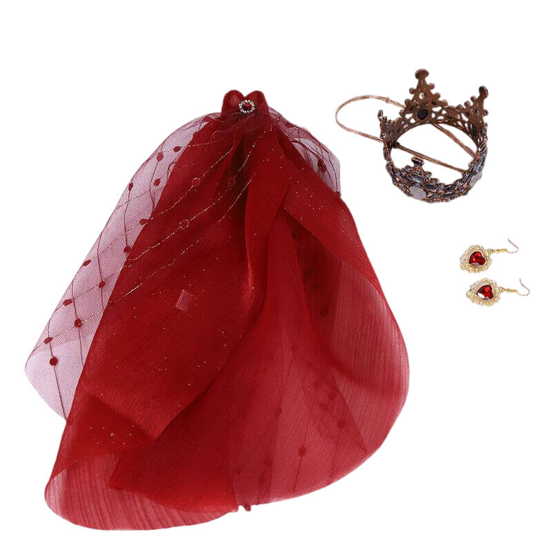 Neo Blythe Doll Queen Red Gown with Crown & Earrings Blythe doll clothes