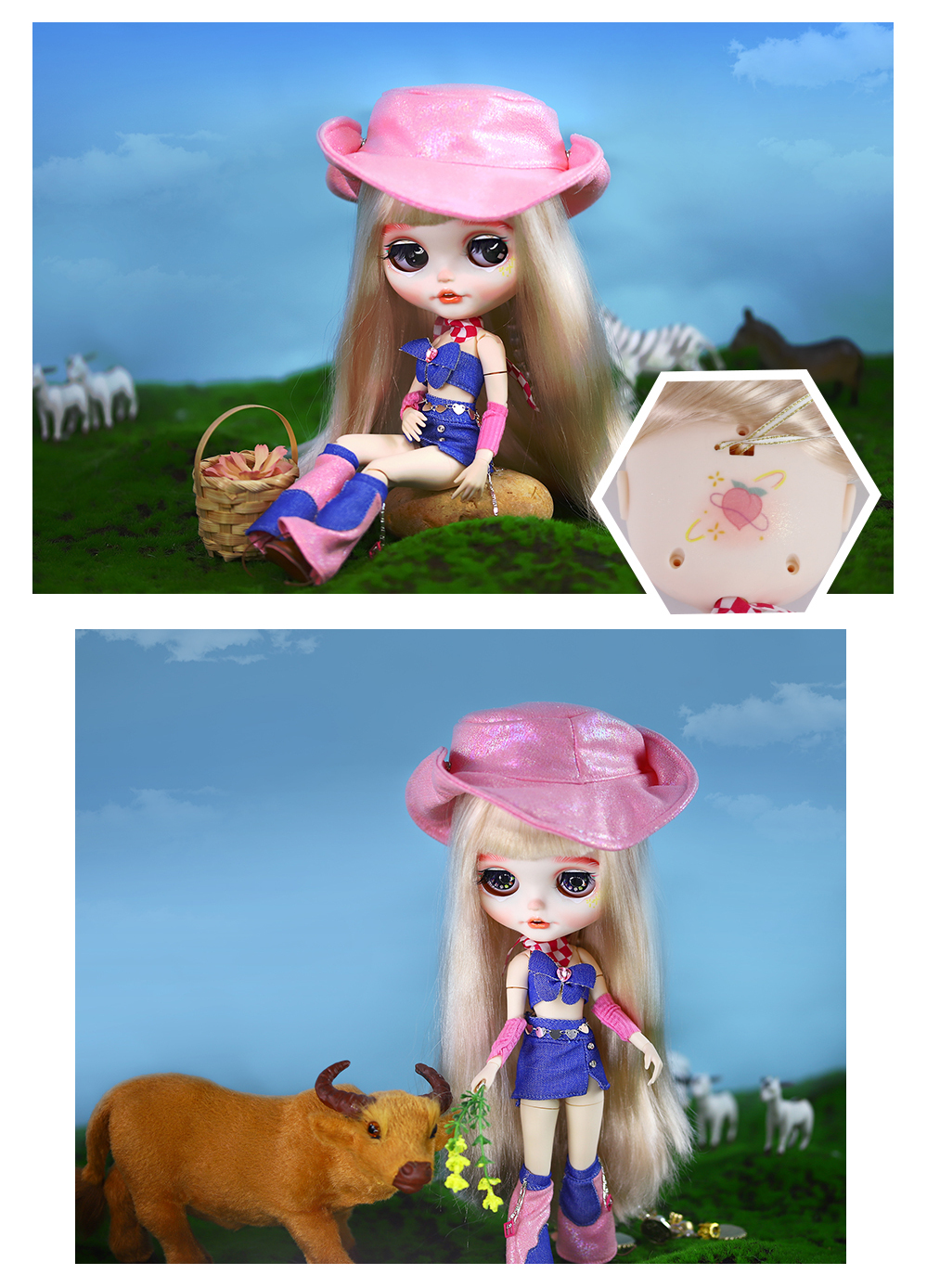 Neo Blythe Doll with Blonde Hair, White Skin, Matte Smiling Face & Custom Jointed Body 2