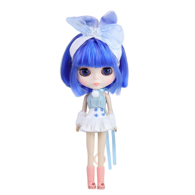 Nevaeh – Premium Custom Neo Blythe Doll with Blue Hair, White Skin & Matte Cute Face Blue hair Cute face Matte face White skin