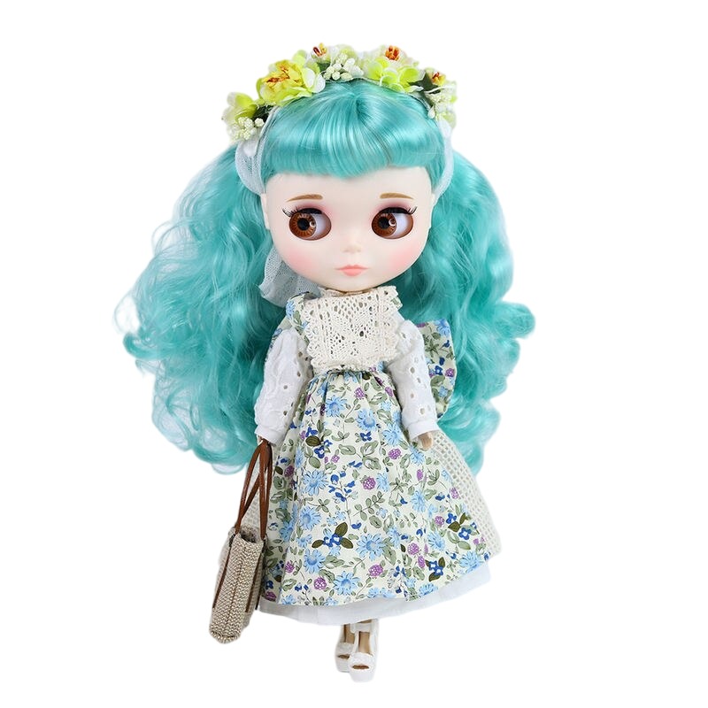 Remi – Premium Custom Neo Blythe Doll with Green Hair, White Skin & Matte Cute Face Cute face Green hair Matte face White skin