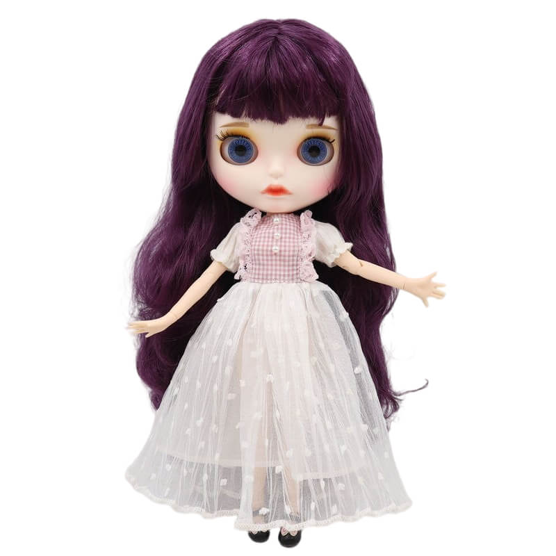 Alina – Premium Custom Neo Blythe Doll with Purple Hair, White Skin & Matte Cute Face Cute face Matte face Purple hair White skin