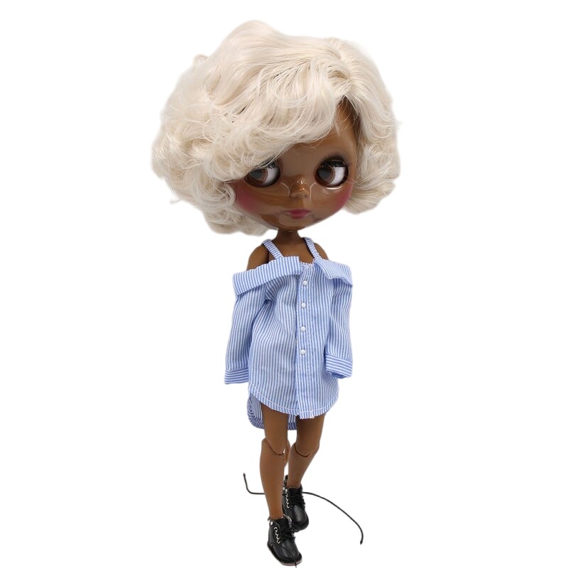 Blakely – Premium Custom Neo Blythe Doll with Multi-Color Hair, Black Skin & Shiny Cute Face Black skin Cute face Multi-color hair Shiny face