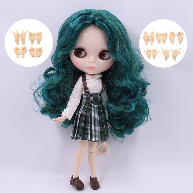 Molly – Premium Custom Neo Blythe Boneca com cabelo verde, pele branca e rosto fofo e brilhante 1