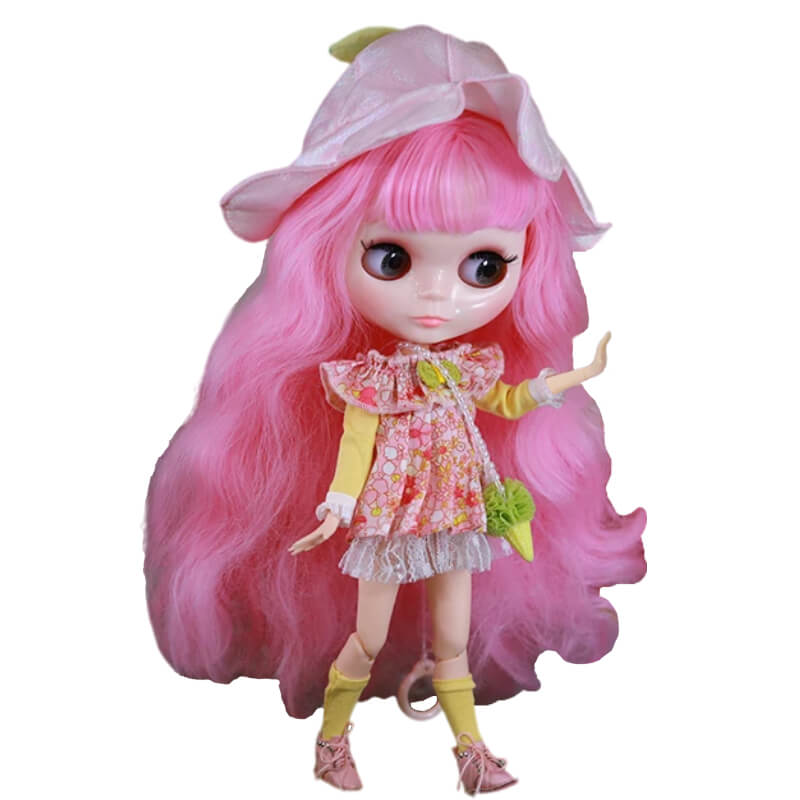 Nellie – Premium Custom Neo Blythe Doll with Pink Hair, White Skin & Shiny Cute Face Cute face Pink hair Shiny face White skin