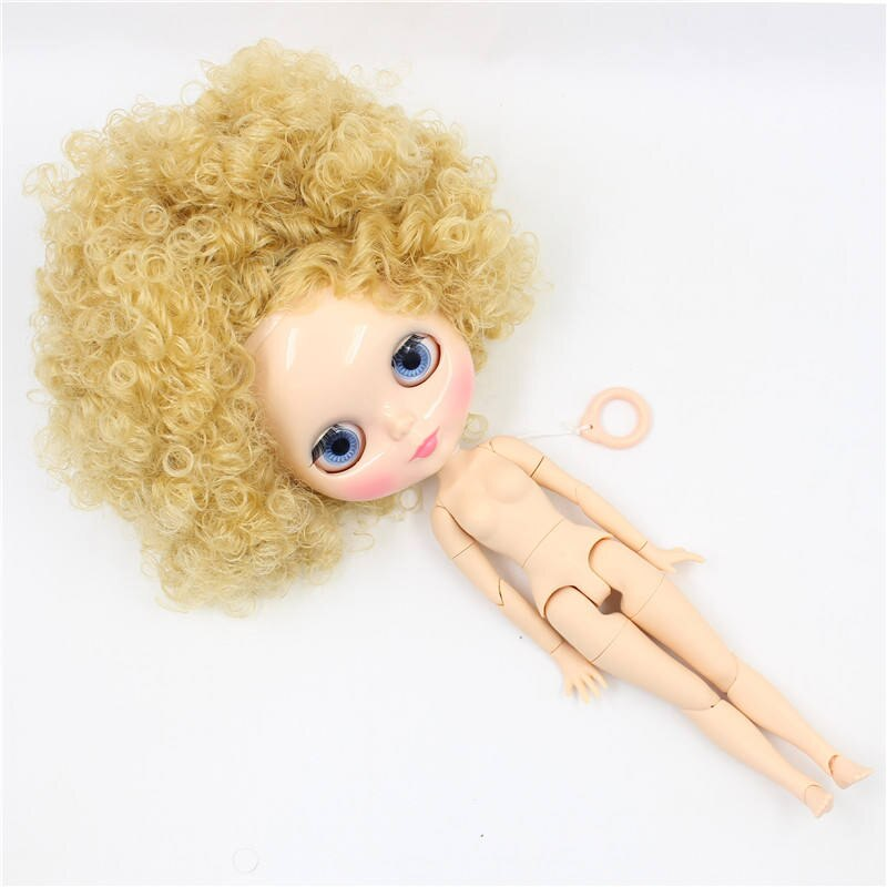 Neo Blythe Doll with Blonde Hair, Natural Skin, Shiny Cute Face & Custom Jointed Body Blonde hair factory Blythe doll Cute face factory Blythe doll Natural skin factory Blythe doll Shiny face factory Blythe doll