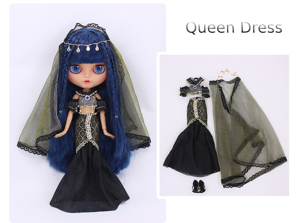 Cleopatra Thea – Premium Custom Neo Blythe Doll with Blue Hair, Tan Skin & Matte Smiling Face 7