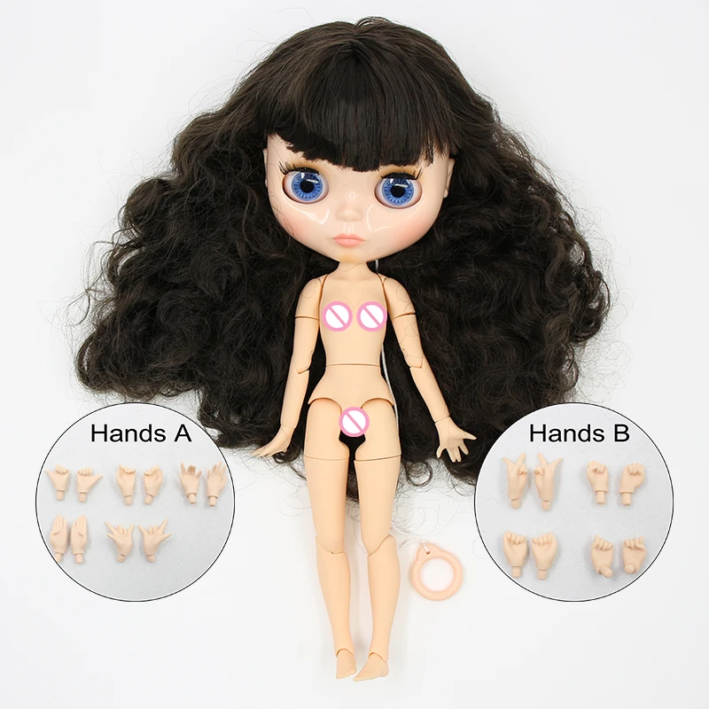 Neo Blythe Doll with Brown Hair, Natural Skin, Shiny Cute Face & Custom Jointed Body Brown hair Cute face Natural skin Shiny face