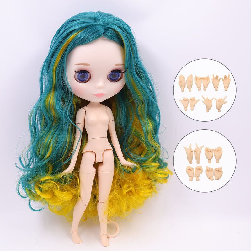 Neo Blythe Doll with Multi-Color Hair, White Skin, Matte Cute Face & Custom Jointed Body Cute face factory Blythe doll Matte face factory Blythe doll Multi-color hair factory Blythe doll White skin factory Blythe doll