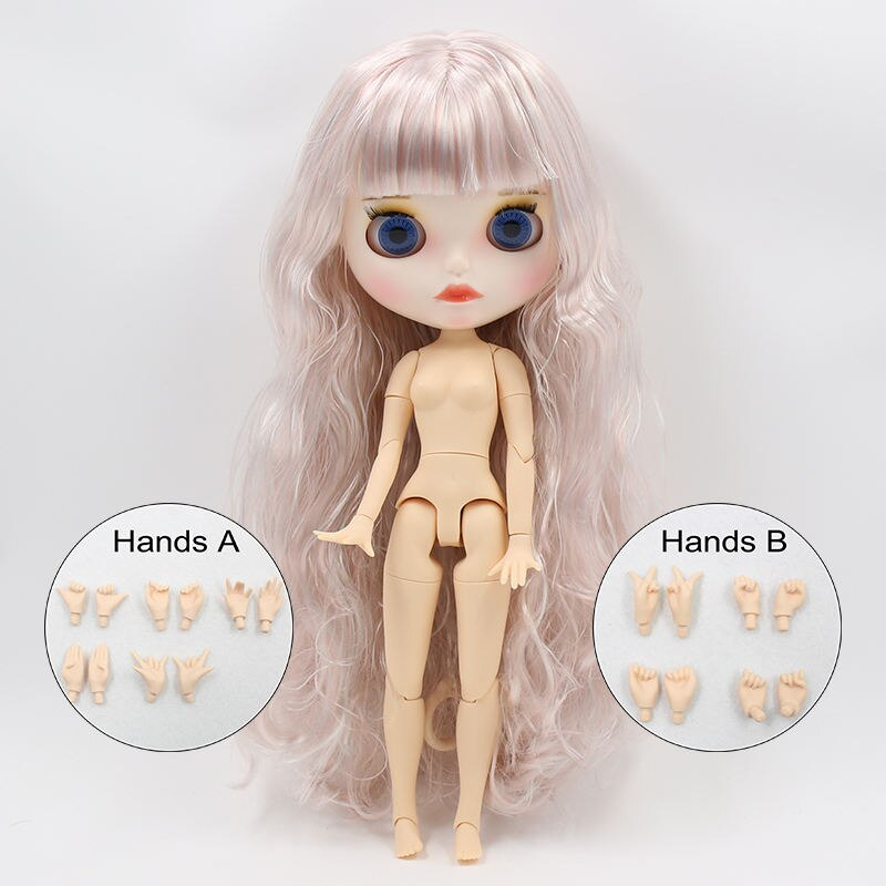 Neo Blythe Doll with Pink Hair, White Skin, Matte Cute Face & Custom Jointed Body Cute face factory Blythe doll Matte face factory Blythe doll Pink hair factory Blythe doll White skin factory Blythe doll