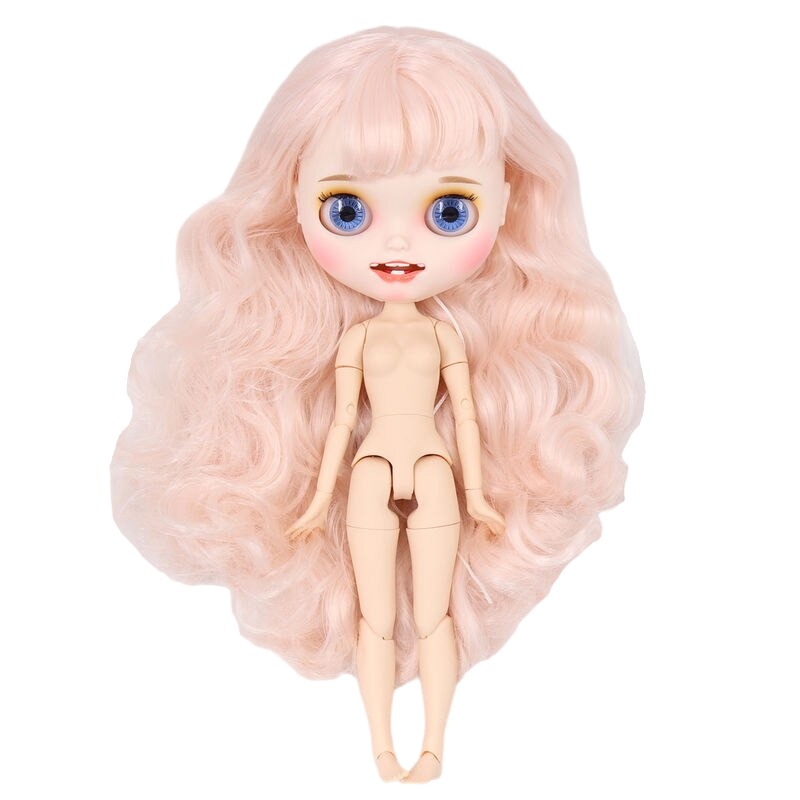 Neo Blythe Doll with Pink Hair, White Skin, Matte Smiling Face & Custom Jointed Body Matte face Pink hair Smiling face White skin