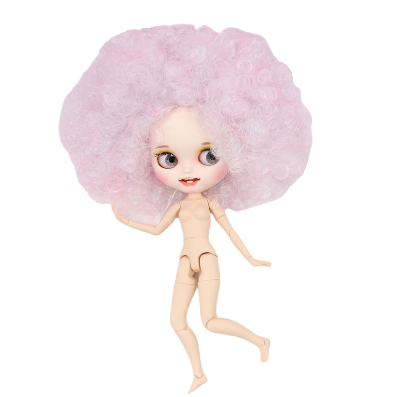 Neo Blythe Doll with Pink Hair, White Skin, Matte Smiling Face & Custom Jointed Body Matte face Pink hair Smiling face White skin