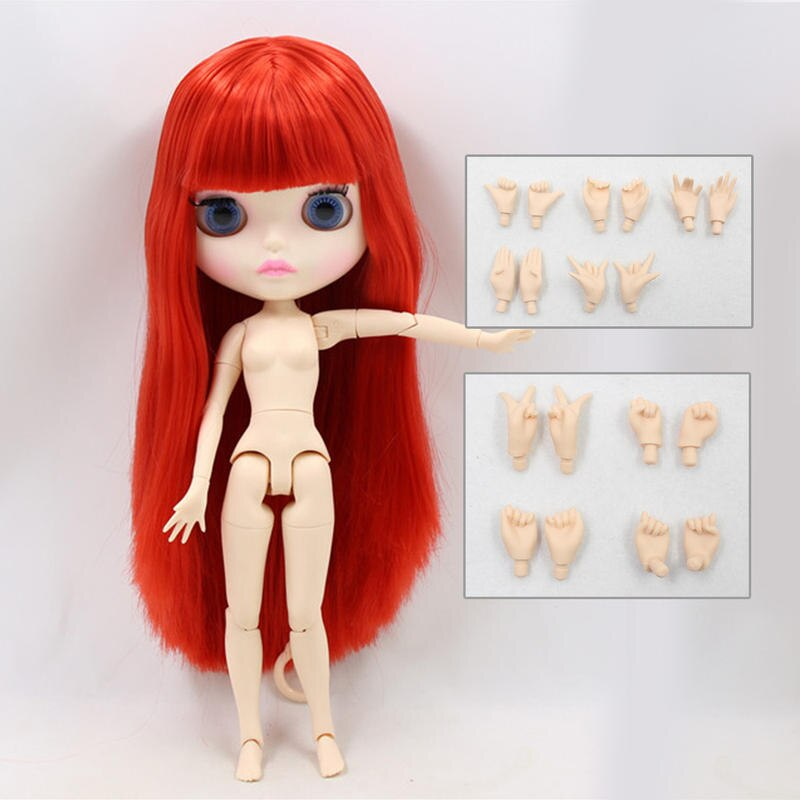 Neo Blythe Doll with Red Hair, White Skin, Matte Cute Face & Custom Jointed Body Cute face factory Blythe doll Matte face factory Blythe doll Red hair factory Blythe doll White skin factory Blythe doll