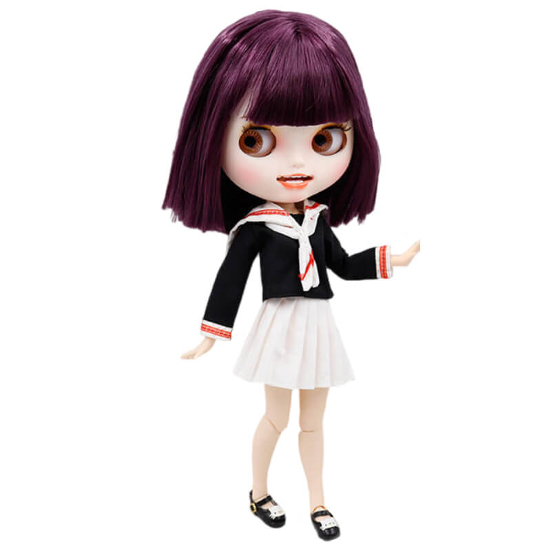Niamh – Premium Custom Neo Blythe Doll with Purple Hair, White Skin & Matte Smiling Face Matte face Purple hair Smiling face White skin