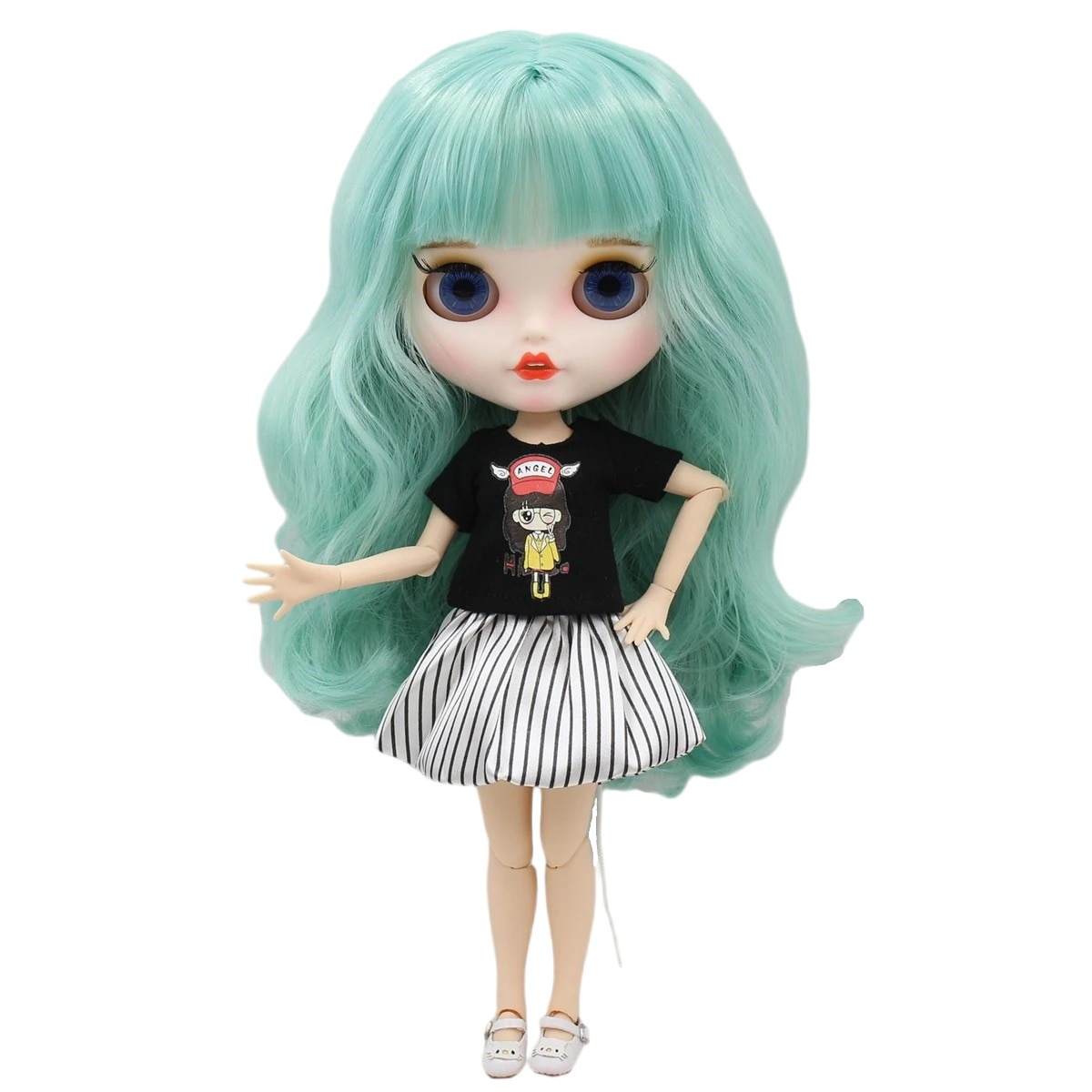 Robyn – Premium Custom Neo Blythe Doll with Green Hair, White Skin & Matte Smiling Face Green hair Matte face Smiling face White skin