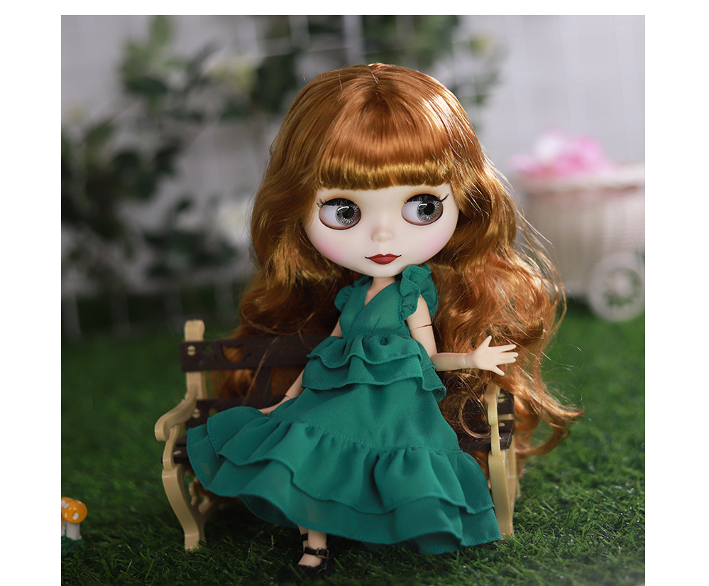 Cecelia - Premium Custom Neo Blythe Anak patung dengan Rambut Halia, Kulit Putih & Muka Comel Matte 1